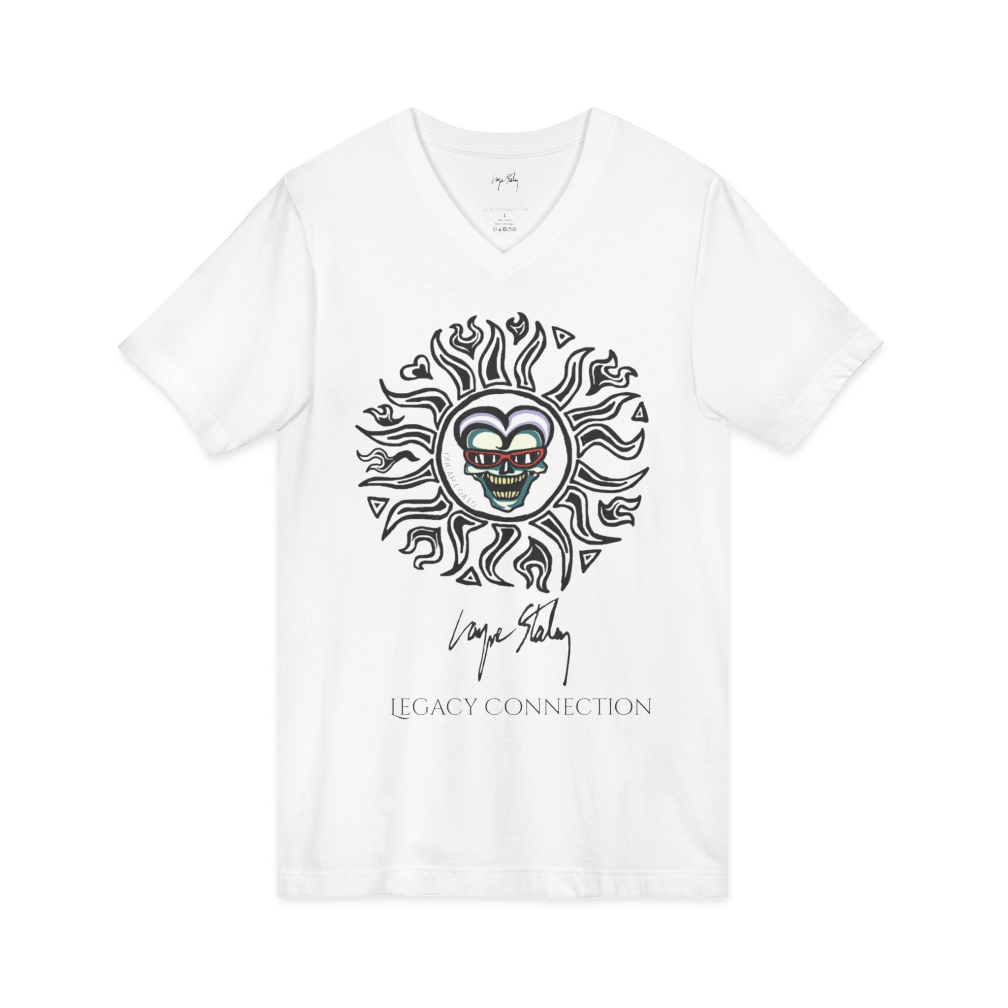 Layne Staley - V-Neck Tee — Wayne Stanley Signature Sunheart Design - Image 4